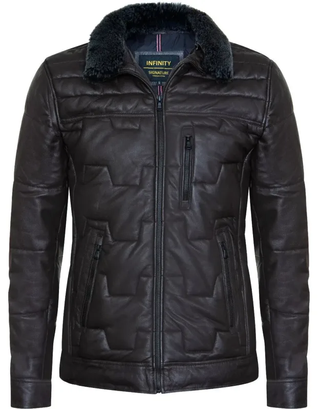 Leather Quilted Puffer Biker Jacket
