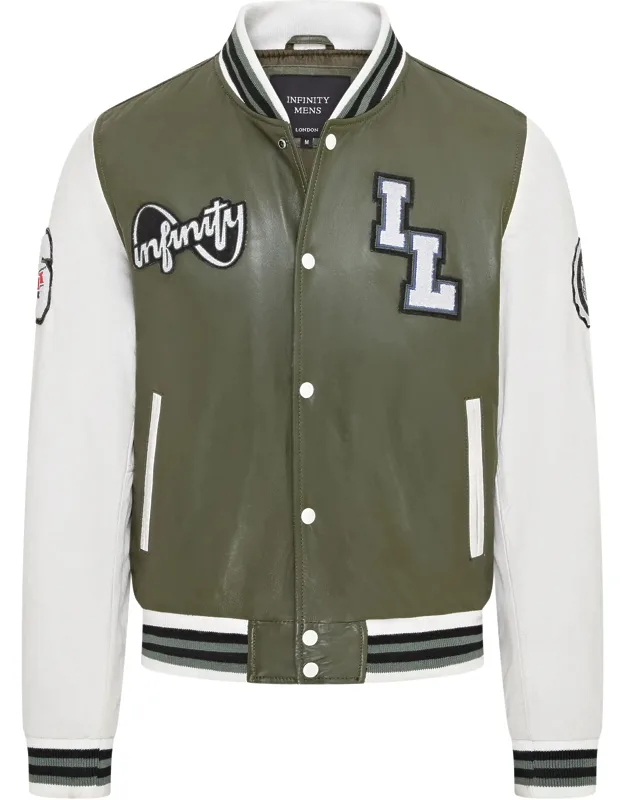 Baseball Leather Letterman Bomber Jacket
