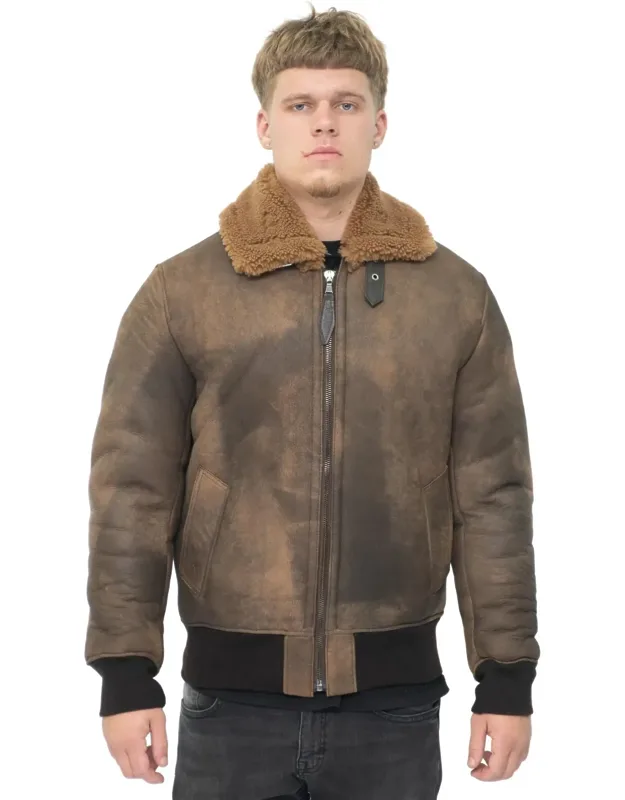 Sheepskin Leather Biker Jacket-horwich With Asymmetric Front Zip And Classic Notch Lapel Collar