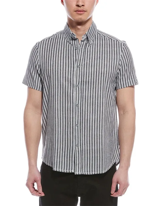 Report Collection Seersucker Shirt With Button-down Collar And Comfortable Fabric Blend