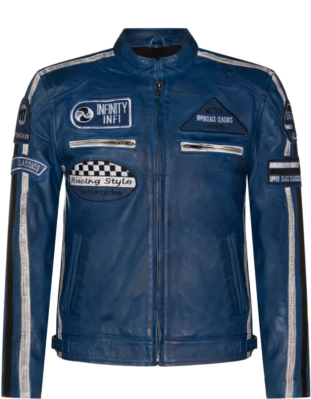 Racing Moto Badges Biker Leather Jacket