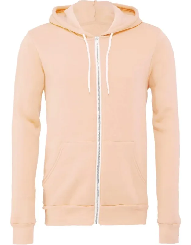 Sponge Fleece Full-zip Hoodie With Front Muff Pocket And Matching Drawstrings
