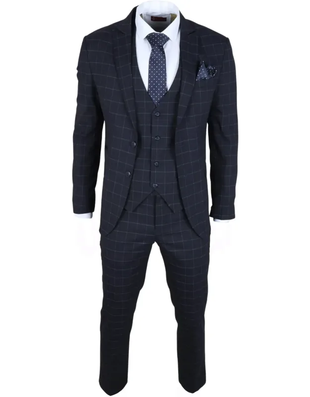 Checked 3 Piece Suit Tailored Fit