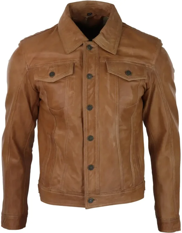 Washed Leather Biker Jacket