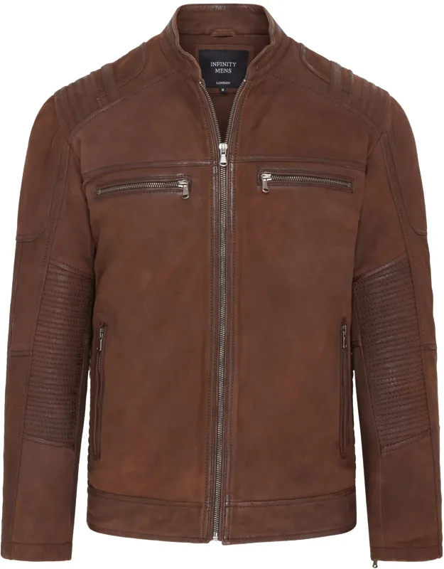 Buff Leather Cafe Racer Biker Jacket