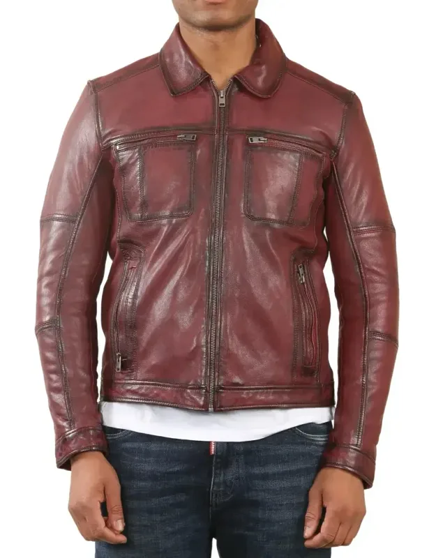 Classic Collar Leather Biker Jacket