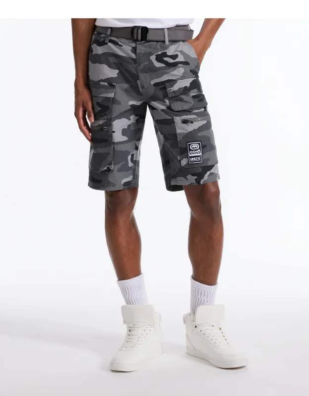 Ecko Unltd. Freshen Up Cargo Shorts With Webbing Belt And Zipper Pockets