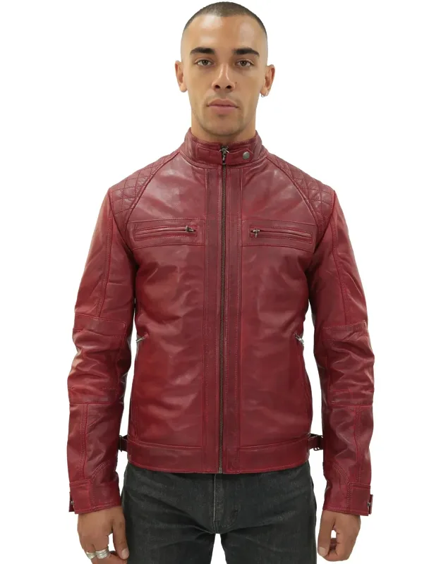 Vintage Leather Quilted Biker Jacket