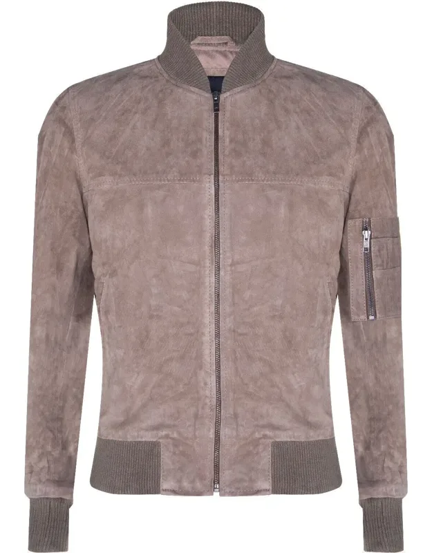 Suede Leather Ma-1 Varsity Bomber Jacket