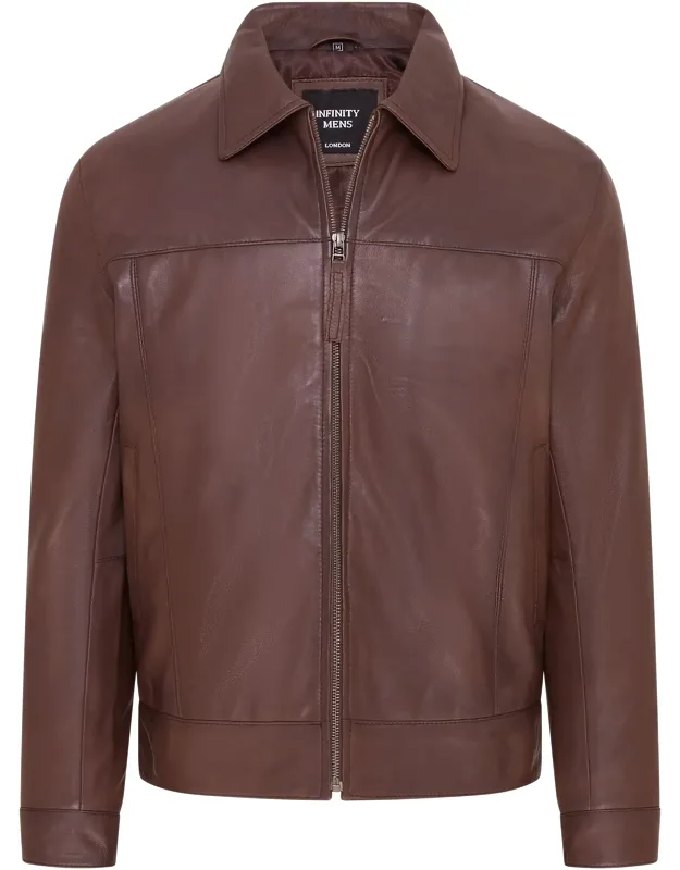 Retro Classic Leather Harrington Biker Jacket