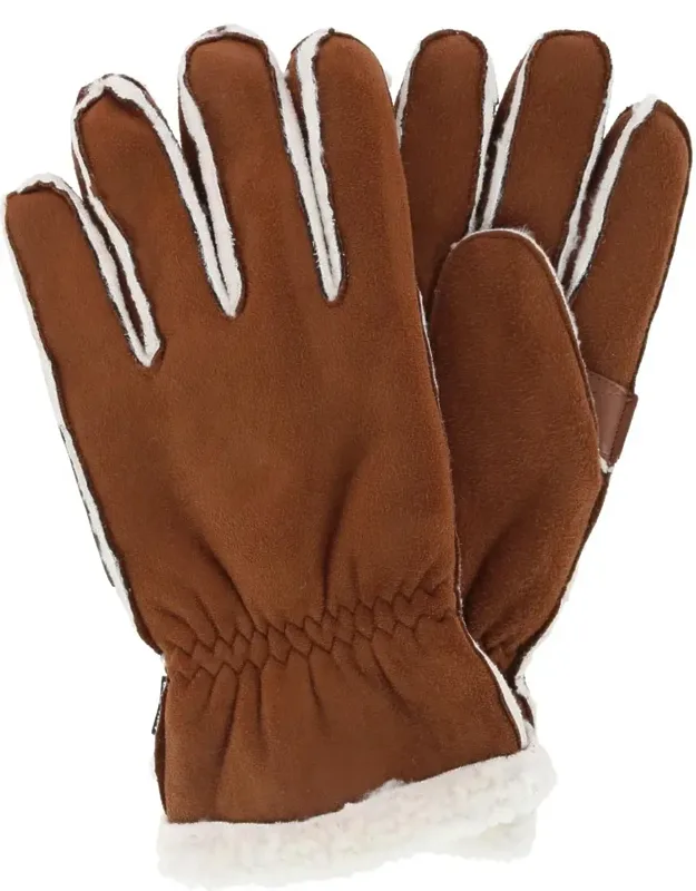 Microsuede Winter Gloves With Faux Shearling Outseam