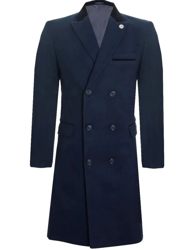 3/4 Long Double Breasted Crombie Overcoat