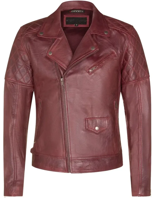 Cross Zip Leather Biker Jacket