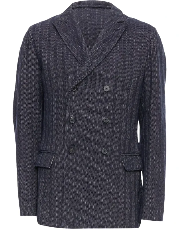 Cotton Striped Double Breasted Blazer