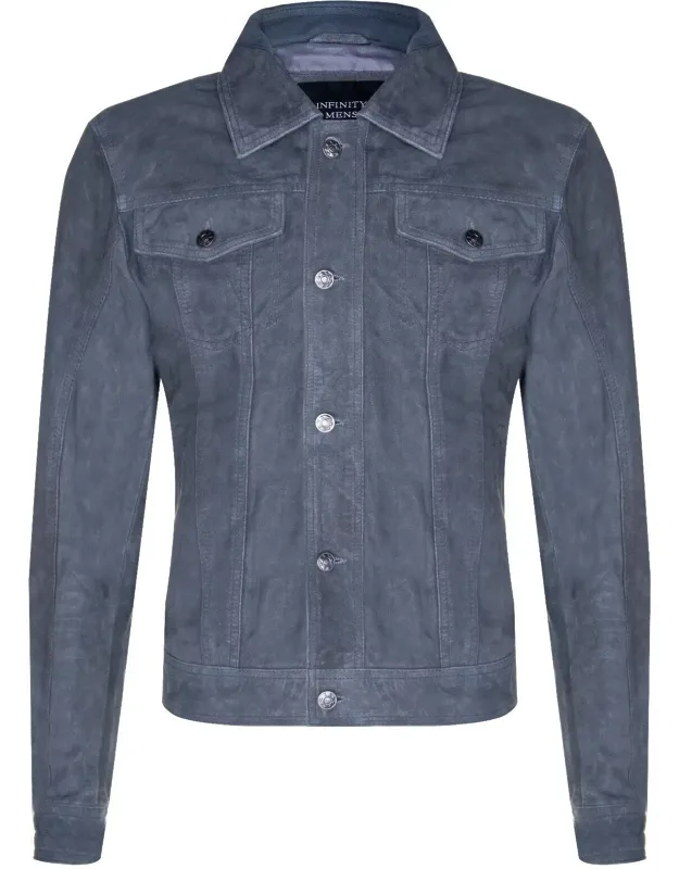 Suede Trucker Shirt Denim Jacket