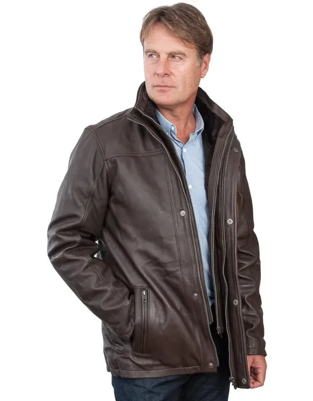 Warm Mid-length Leather Biker Jacket