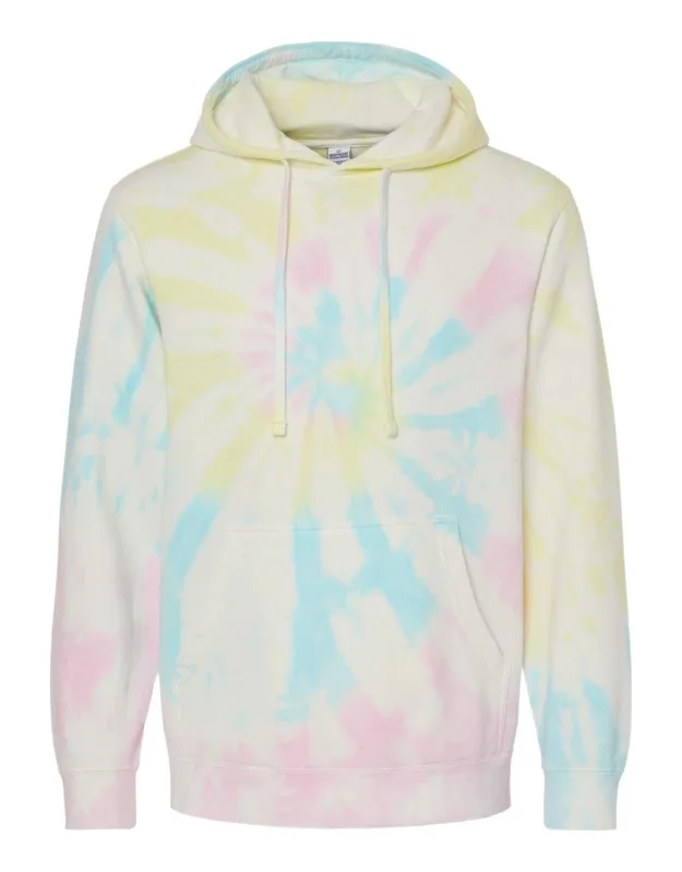 Independent Trading Co. Midweight Tie-dyed Hooded Sweatshirt With Jersey Lined Hood And Split Stitch Double Needle Sewing