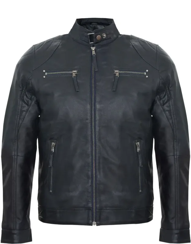 Leather Biker Vintage Zipped Racing Jacket