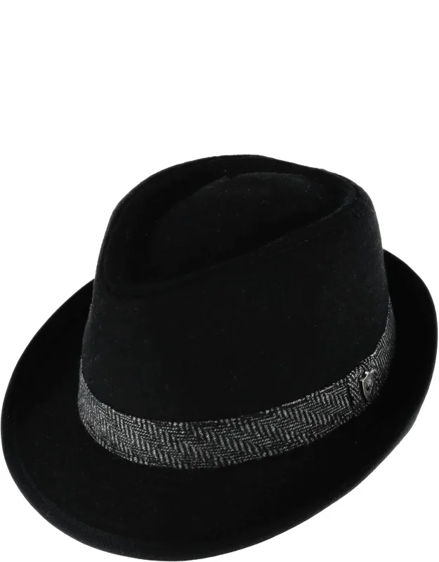 Wool Blend All Season Fedora Hat With Herringbone Band