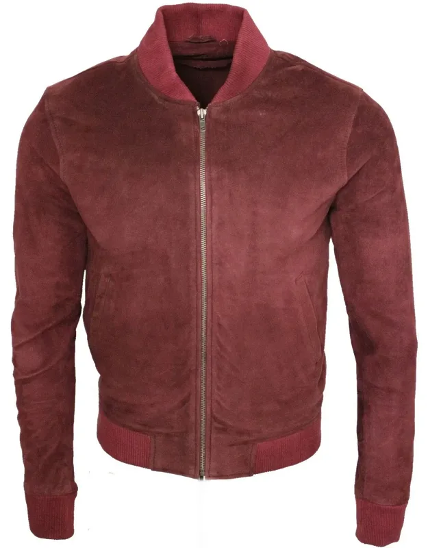 Varsity Soft Suede Leather Bomber Jacket