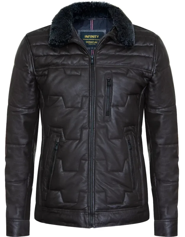Leather Quilted Biker Jacket