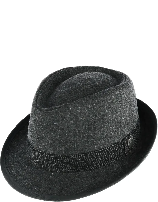 Wool Blend All Season Fedora Hat With Herringbone Band