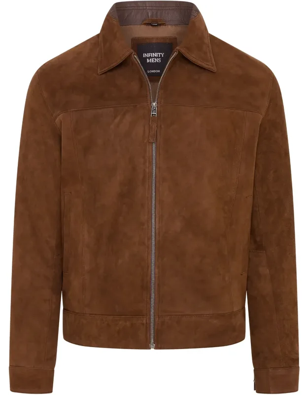 Retro Classic Suede Leather Harrington Biker Jacket