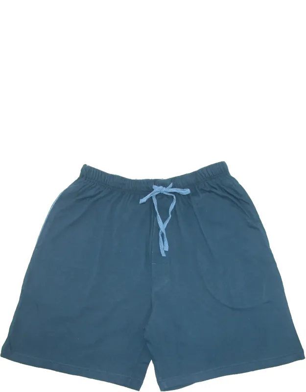 Big & Tall Jersey Knit Cotton Button Fly Pajama Sleep Shorts With Side Seam Pockets And Elastic Waistband