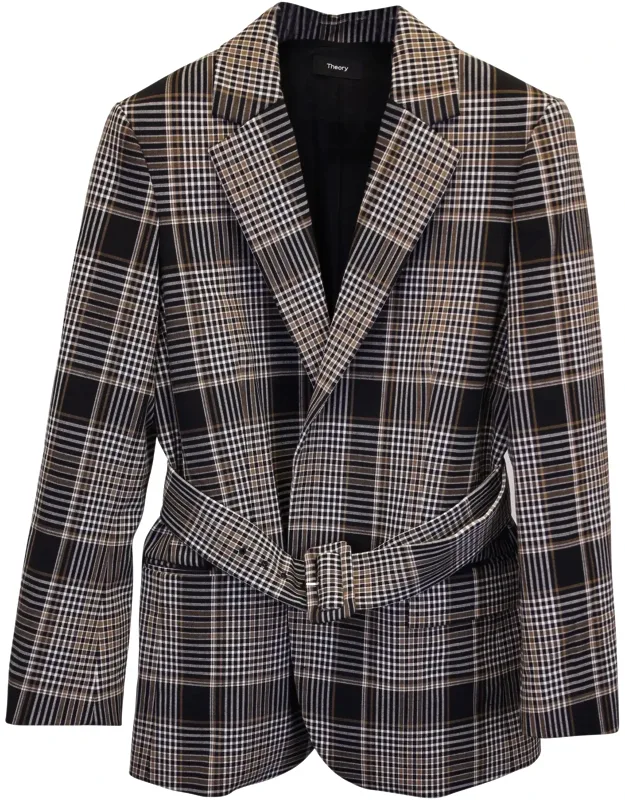 Belted Checked Blazer