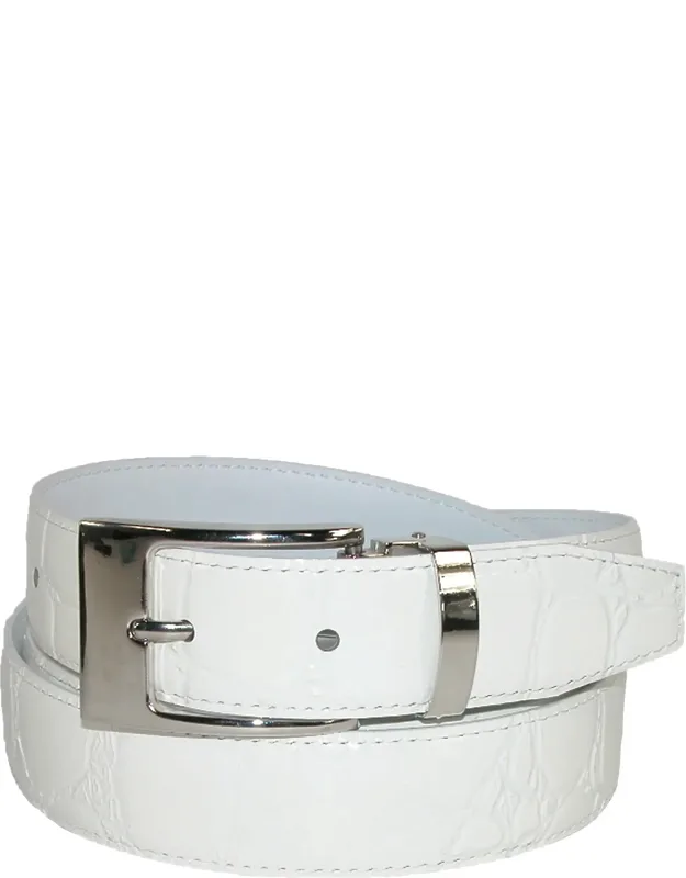 Croc Print Dress Belt With Clamp On Buckle