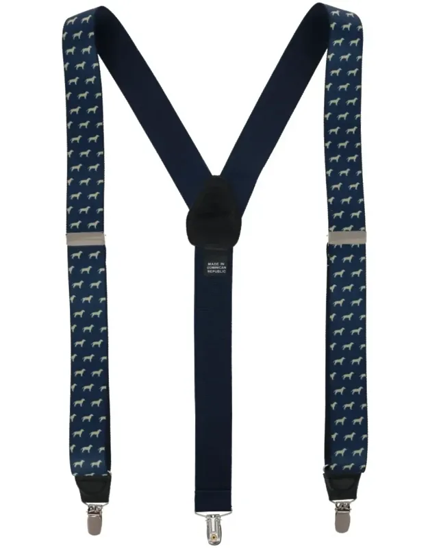 Dog Print Elastic Clip End Suspender