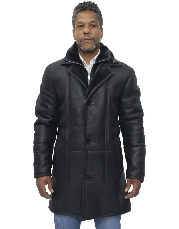 Warm Shearling Sheepskin Leather Coat - Heat Retaining Properties, Elegant Aesthetic