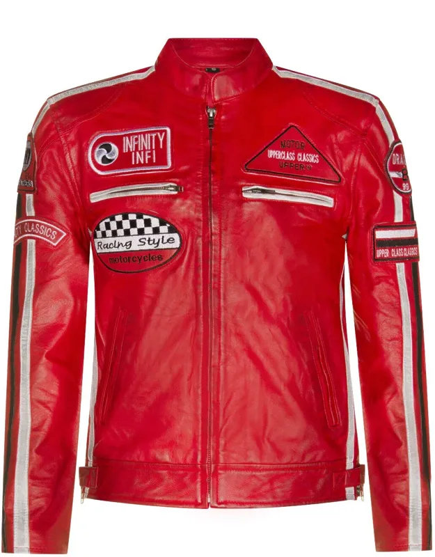 Racing Moto Badges Biker Leather Jacket