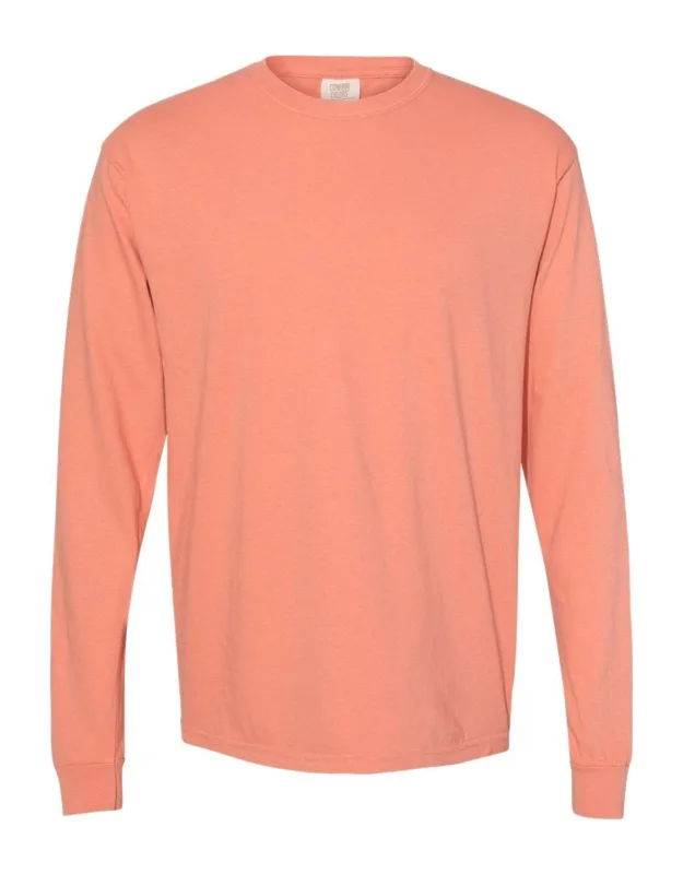 Garment-dyed Heavyweight Long Sleeve T-shirt With Relaxed Fit, Twill Taped Neck And Shoulders