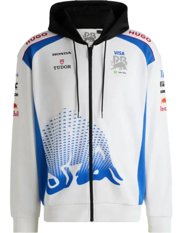 Zip-up Fanwear Hoodie With Bull Motif