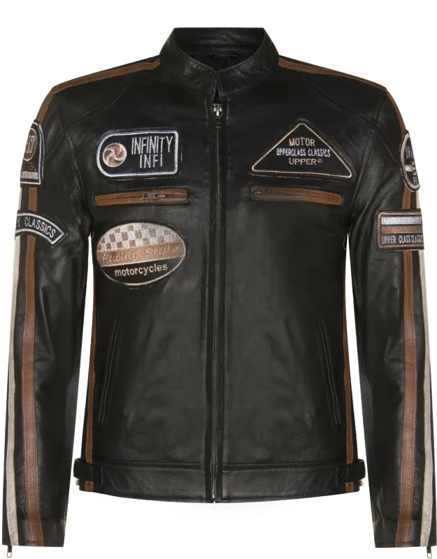Racing Moto Badges Biker Leather Jacket