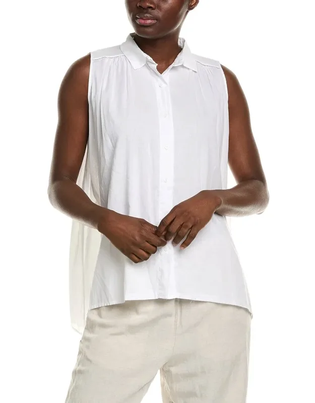 Shirt With Beaded Trim And Draped Hem