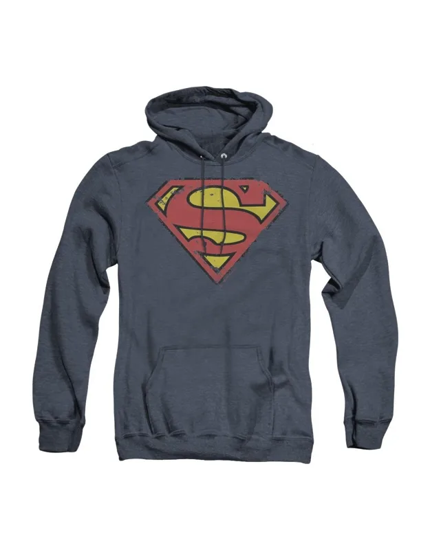 Superman Distressed Shield Hoodie / Hooded Sweatshirt, Stylish For Everyday Wear