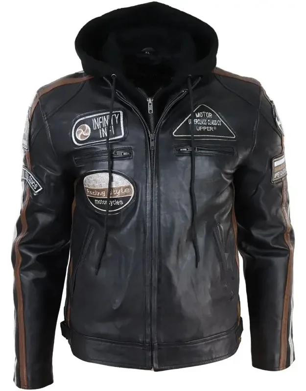 Hooded Zipped Biker Jacket