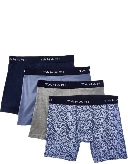 Tahari 4pk Classic Fit Stretch Boxer Briefs With Logo-printed Waistband