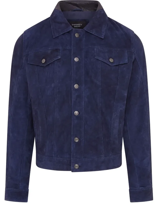 Goat Suede Leather Jacket- Nurmes With Pointed Collar And Flap Pockets