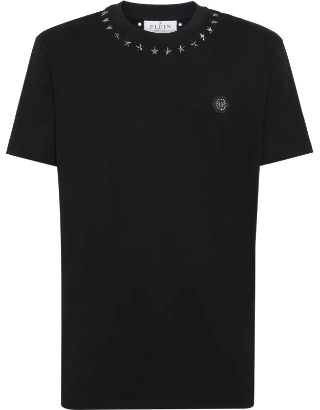T-shirt Round Neck Ss With Star Studs And Pp Hexagon Patch