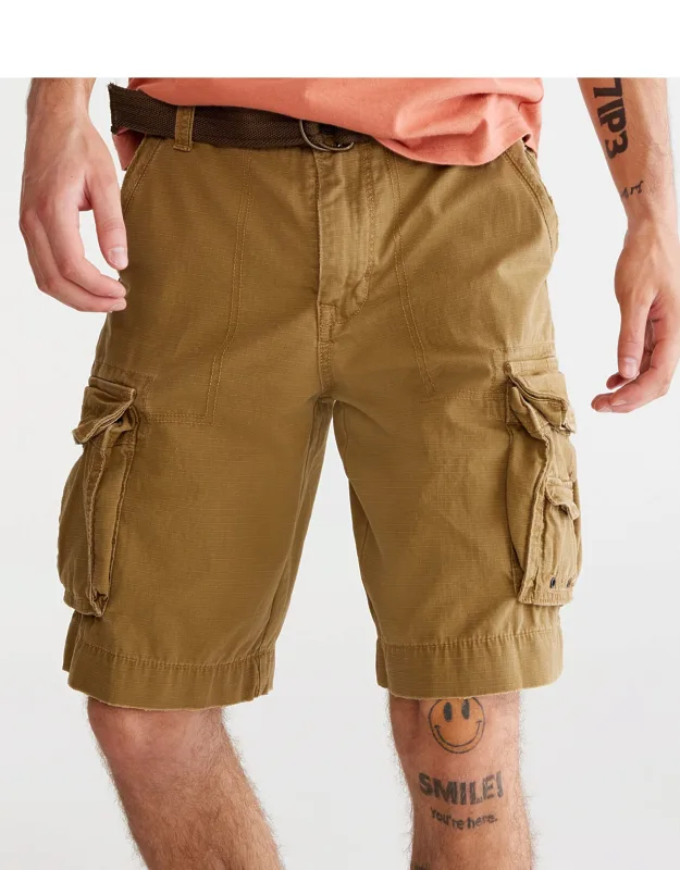 Aeropostale Solid Belted Cargo Shorts