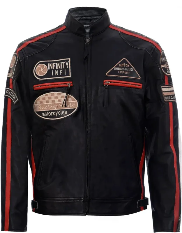 Racing Moto Badges Biker Leather Jacket