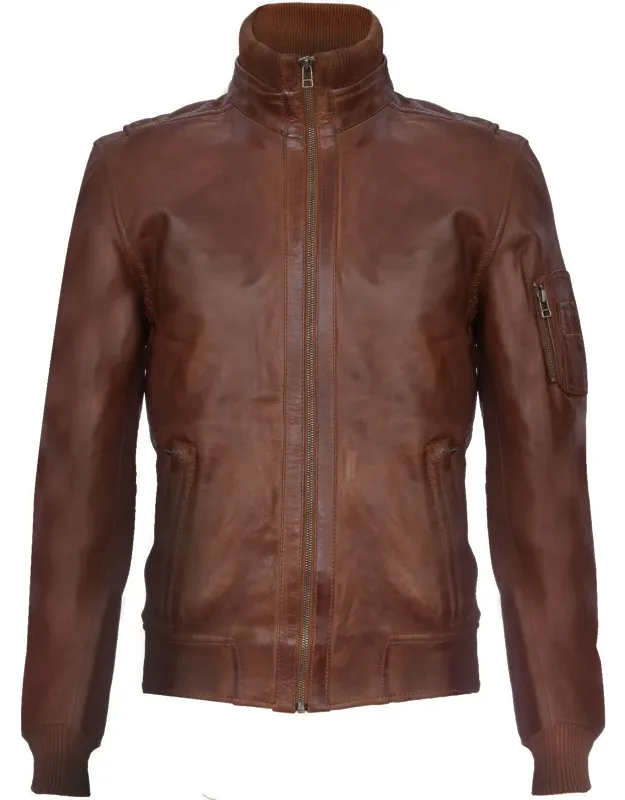 Leather Varsity Bomber Jacket