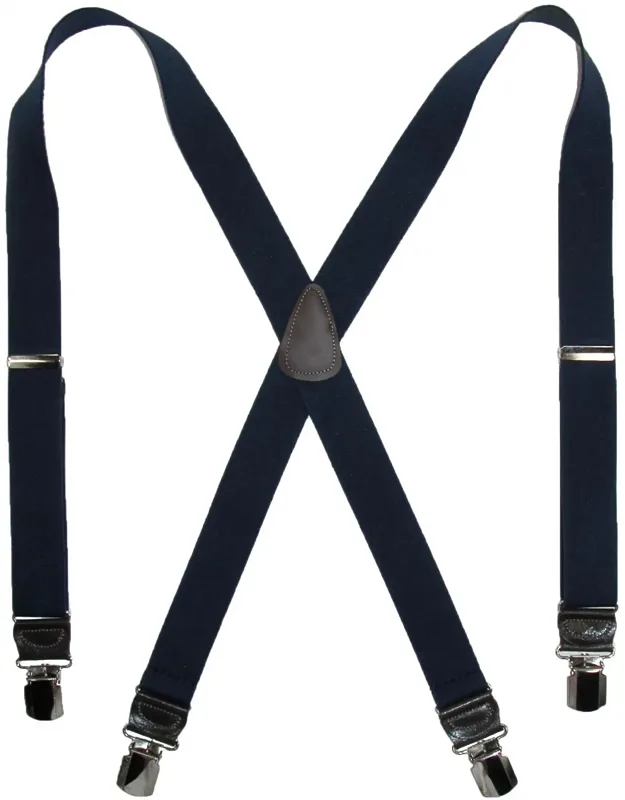 Elastic Anti-slip Pin Clip Suspenders With Leather Drop Tabs