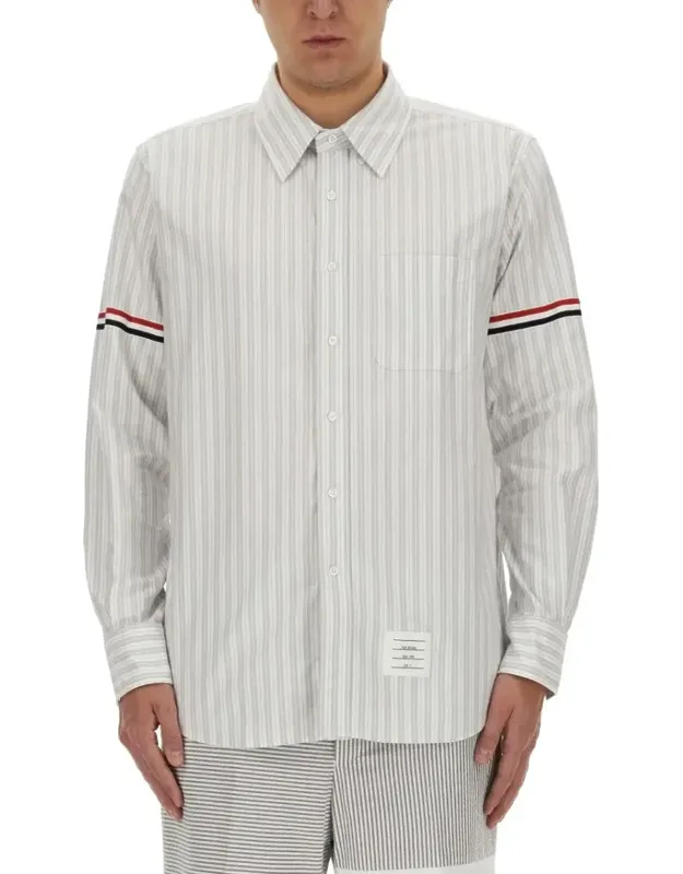 Straight Fit Shirt - Striped Button-down, Lightweight Cotton