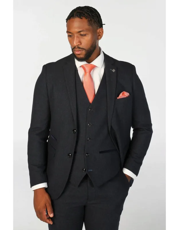 3 Piece Suit Wool Blend Tweed Tailored Fit Formal Dress