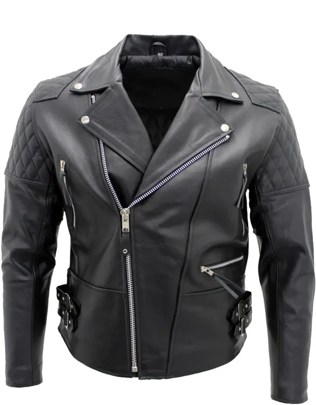 Cowhide Leather Biker Jacket
