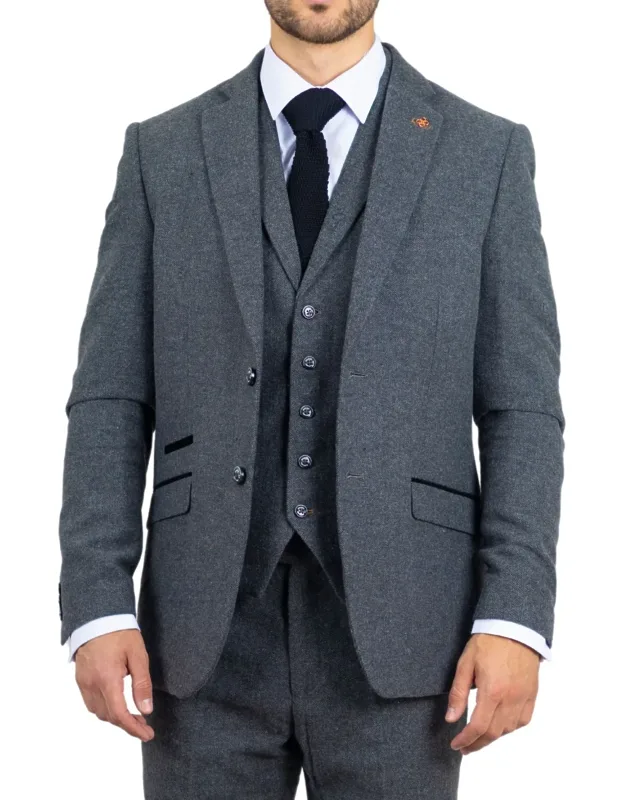 Cosmo 3 Piece Herringbone Tweed Suit